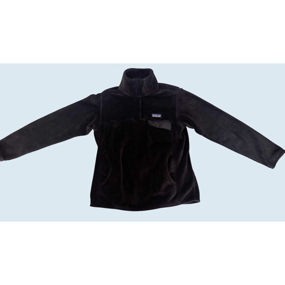PATAGONIA Black 1/4 Snap Button Fleece Pullover Size Medium - Picture 2 of 7